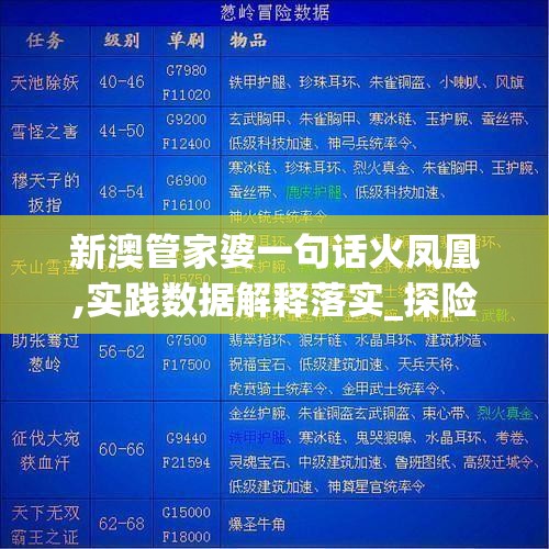 新澳管家婆一句话火凤凰,实践数据解释落实_探险版GM.1.802