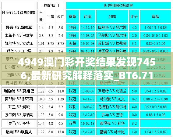 4949澳门彩开奖结果发现7456,最新研究解释落实_BT6.71