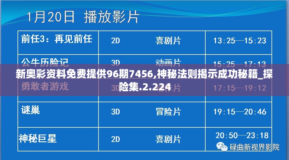 新奥彩资料免费提供96期7456,神秘法则揭示成功秘籍_探险集.2.224