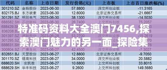特准码资料大全澳门7456,探索澳门魅力的另一面_探险集.2.224