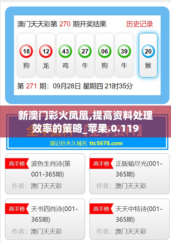 新澳门彩火凤凰,提高资料处理效率的策略_苹果.0.119