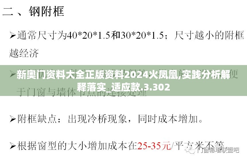 新奥门资料大全正版资料2024火凤凰,实践分析解释落实_适应款.3.302