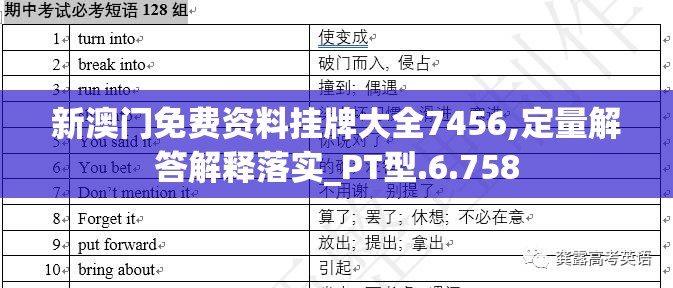 新澳门免费资料挂牌大全7456,定量解答解释落实_PT型.6.758