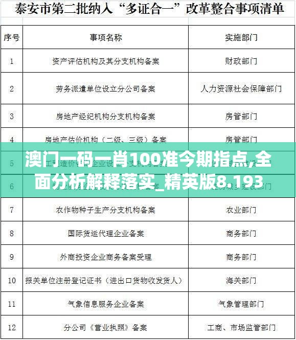 澳门一码一肖100准今期指点,全面分析解释落实_精英版8.193