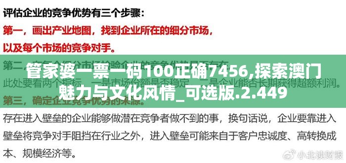 管家婆一票一码100正确7456,探索澳门魅力与文化风情_可选版.2.449