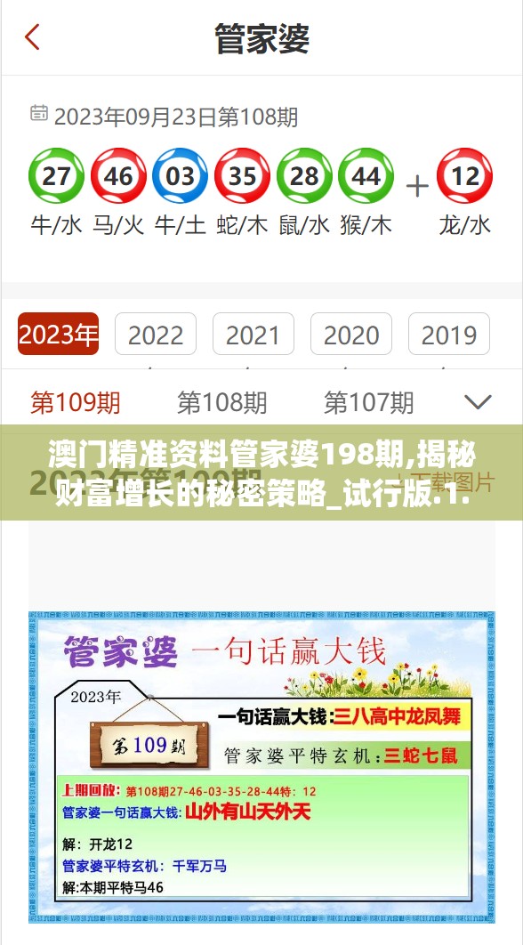 澳门精准资料管家婆198期,揭秘财富增长的秘密策略_试行版.1.879