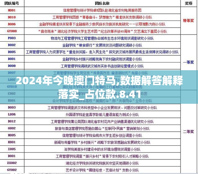 2024年今晚澳门特马,数据解答解释落实_占位款.8.41