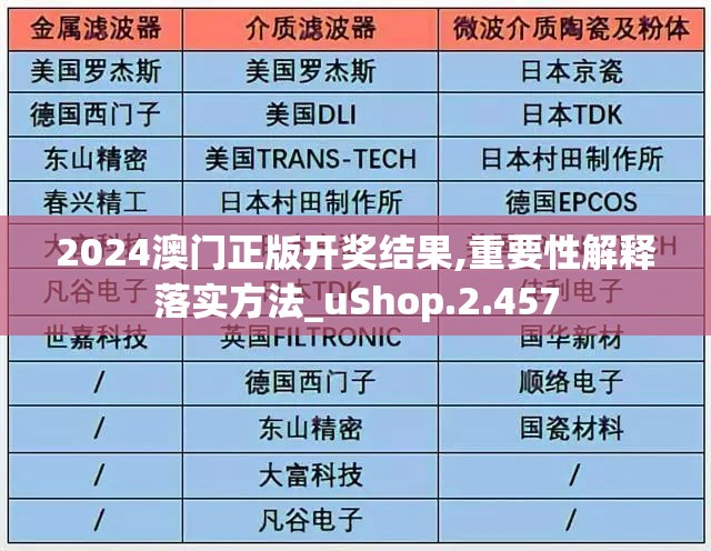2024澳门正版开奖结果,重要性解释落实方法_uShop.2.457