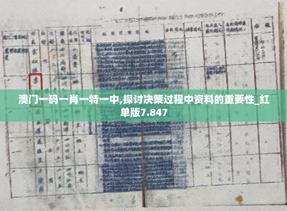 澳门一码一肖一特一中,探讨决策过程中资料的重要性_红单版7.847