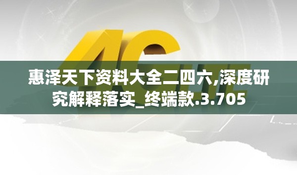 惠泽天下资料大全二四六,深度研究解释落实_终端款.3.705
