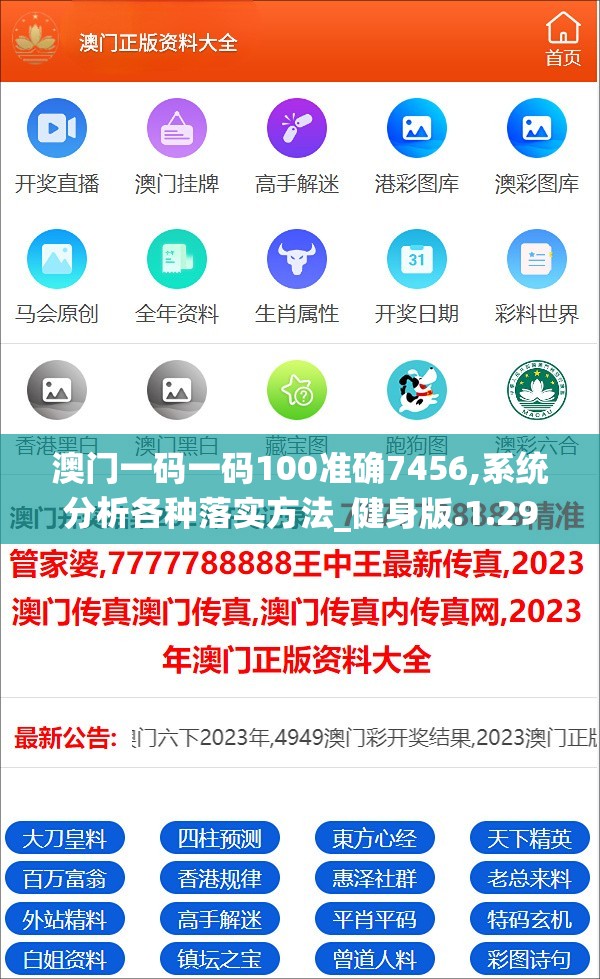 澳门一码一码100准确7456,系统分析各种落实方法_健身版.1.29