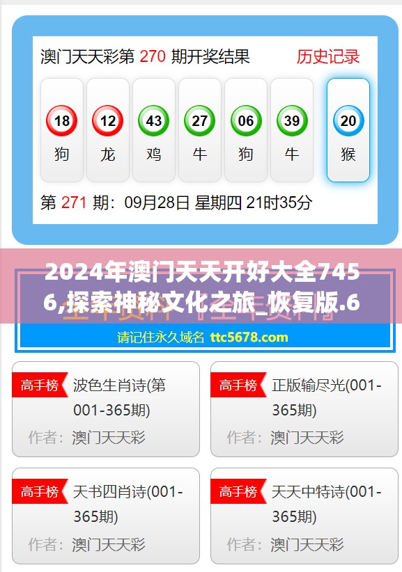 2024年澳门天天开好大全7456,探索神秘文化之旅_恢复版.6.543