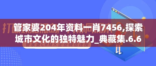 管家婆204年资料一肖7456,探索城市文化的独特魅力_典藏集.6.615