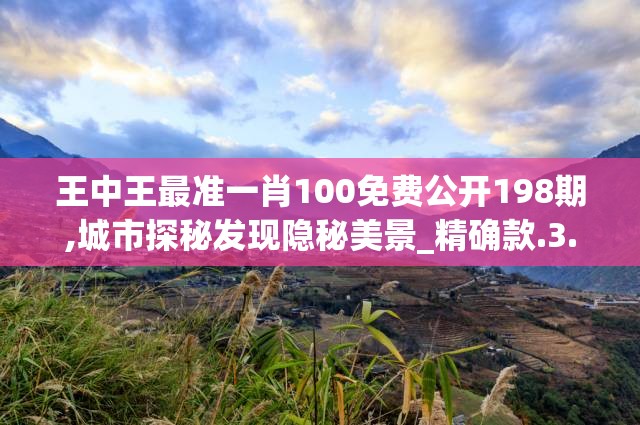 王中王最准一肖100免费公开198期,城市探秘发现隐秘美景_精确款.3.393