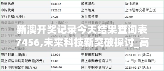 新澳开奖记录今天结果查询表7456,未来科技新突破探讨_高级款.4.311