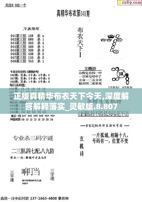 正版真精华布衣天下今天,深度解答解释落实_灵敏版.8.807