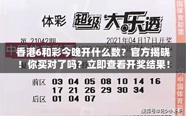 香港6和彩今晚开什么数？官方揭晓！你买对了吗？立即查看开奖结果！