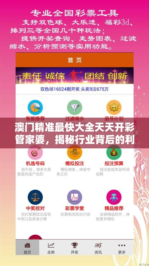澳门精准最快大全天天开彩管家婆，揭秘行业背后的利润密码和技巧