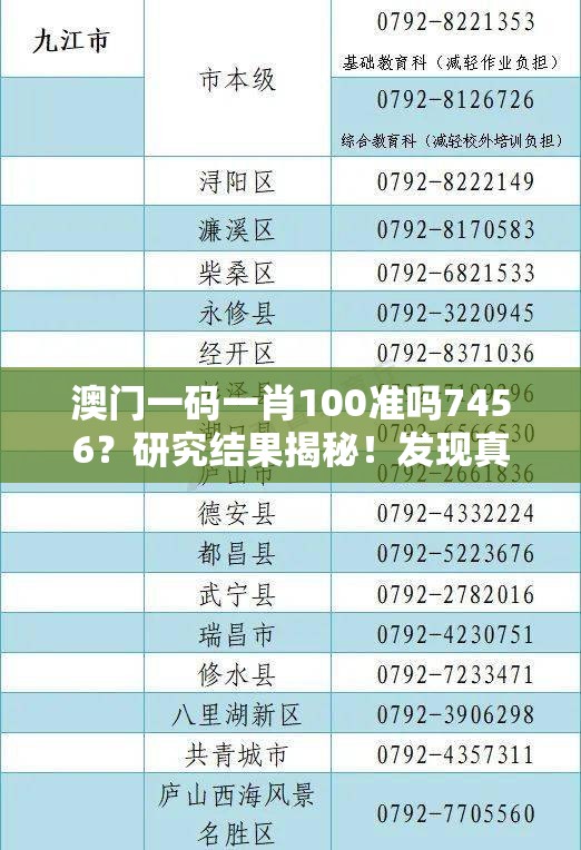 澳门一码一肖100准吗7456？研究结果揭秘！发现真相的关键信息！