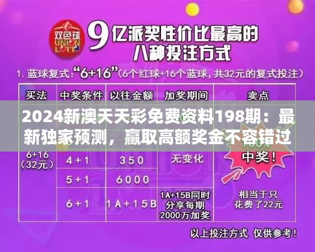 2024新澳天天彩免费资料198期：最新独家预测，赢取高额奖金不容错过！