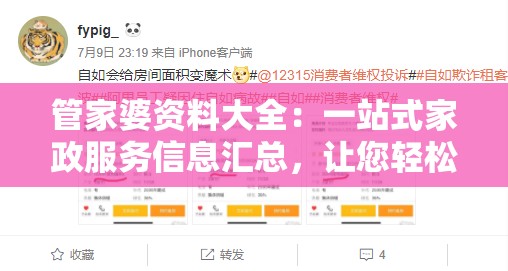 管家婆资料大全：一站式家政服务信息汇总，让您轻松找到满意的管家！