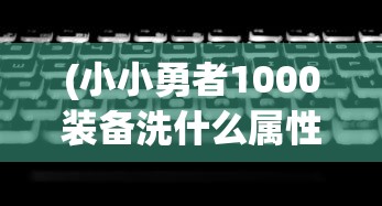 (小小勇者1000装备洗什么属性)小小勇者，如何获取1000级顶级装备的全面指南