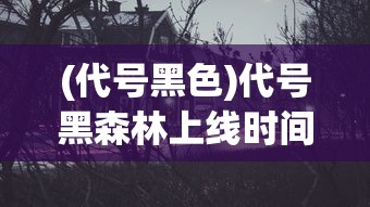 (代号黑色)代号黑森林上线时间揭秘，期待已久的新世界即将开启