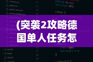 (突袭2攻略德国单人任务怎么做)突袭2德国单人任务攻略大全