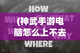 (神武手游电脑怎么上不去)解决神武手游电脑版黑屏问题的策略与指南